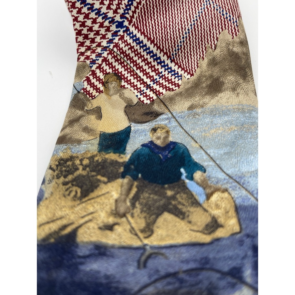 Vintage Novelty Necktie Fishing American Flag Patriotic‎ USA Made in USA